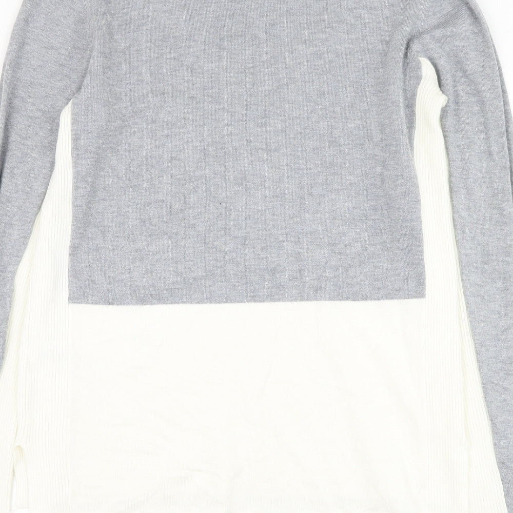 Papaya Womens Grey Mock Neck Viscose Pullover Jumper Size 16