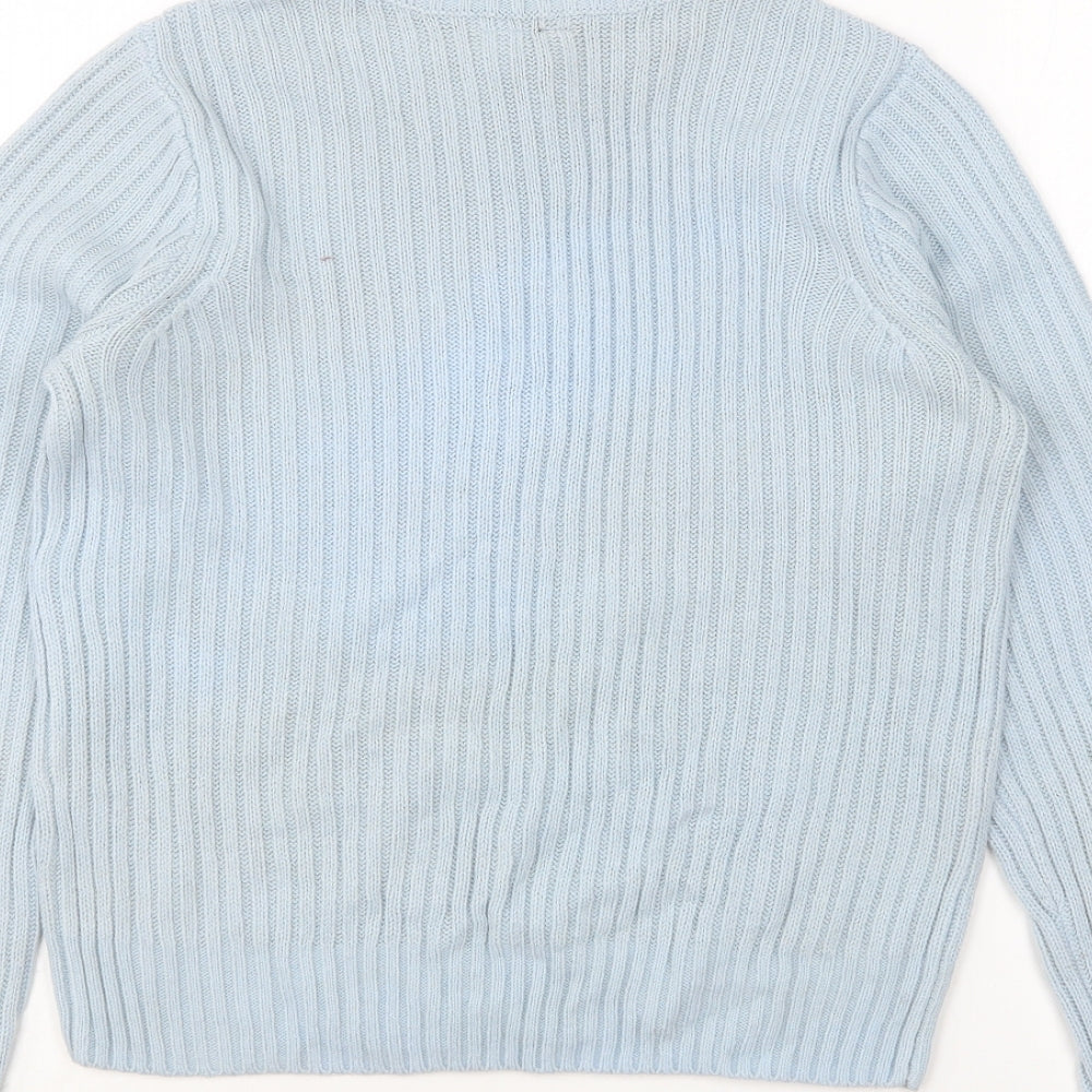 H&M Womens Blue Round Neck Acrylic Pullover Jumper Size XS