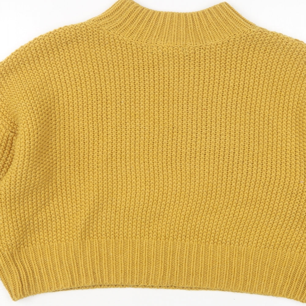 New Look Womens Yellow High Neck Acrylic Pullover Jumper Size S