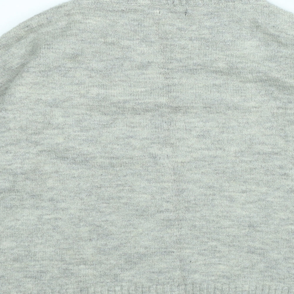 M&Co Womens Grey High Neck Striped Acrylic Pullover Jumper Size S