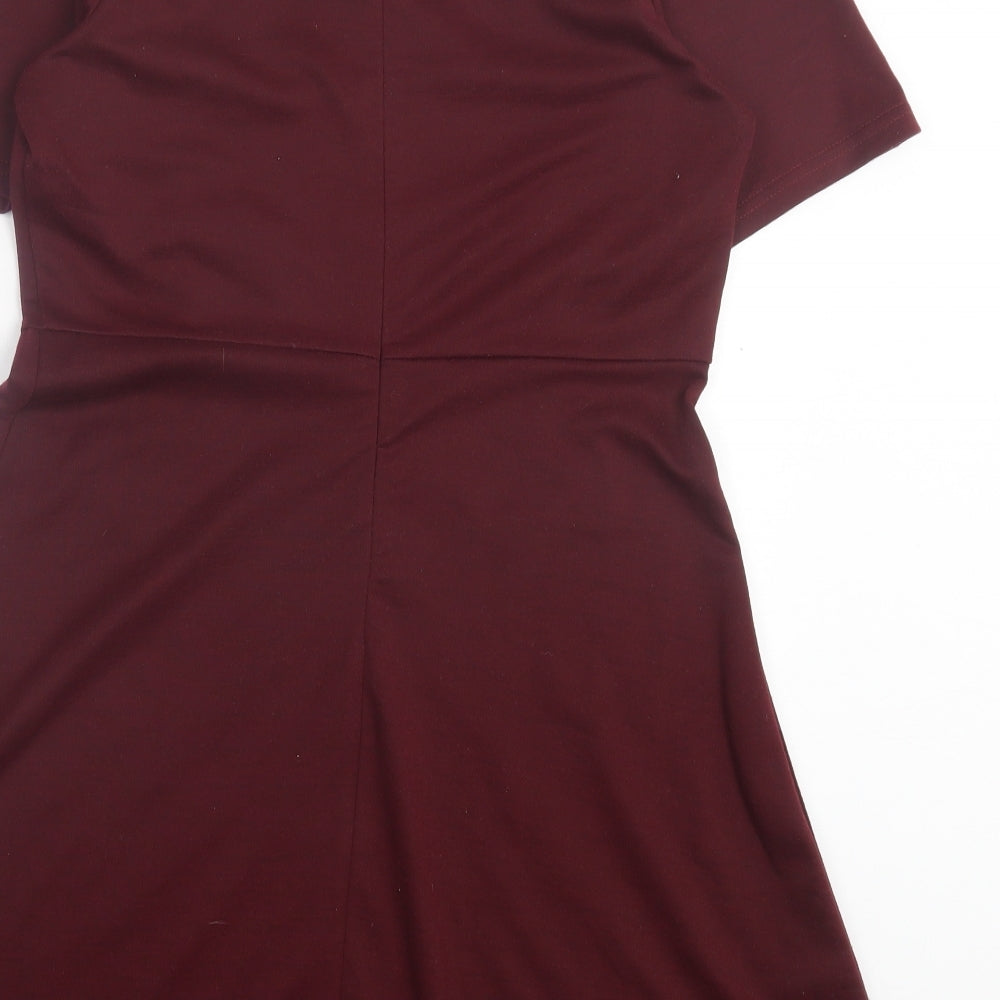 Jasmine Womens Purple Polyester A-Line Size 14 Scoop Neck Zip