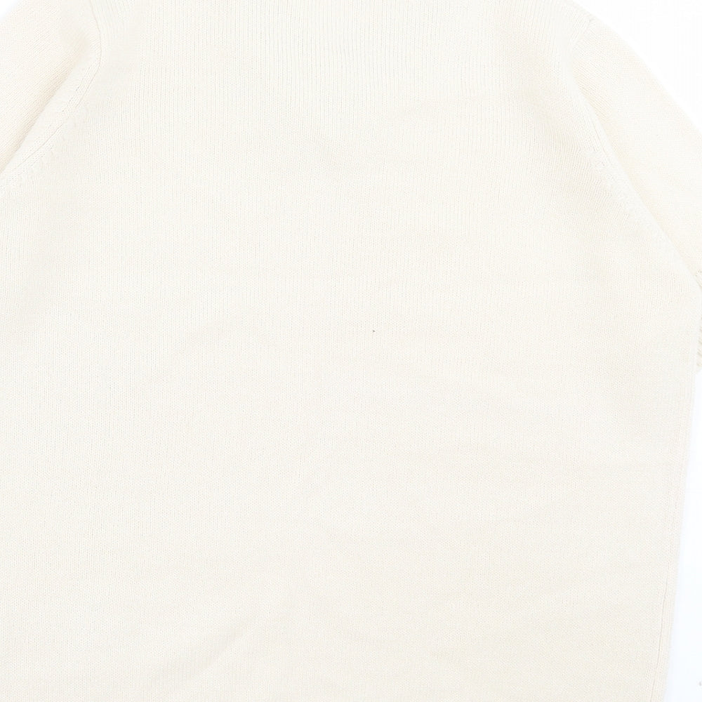EWM Womens Ivory V-Neck Acrylic Pullover Jumper Size M