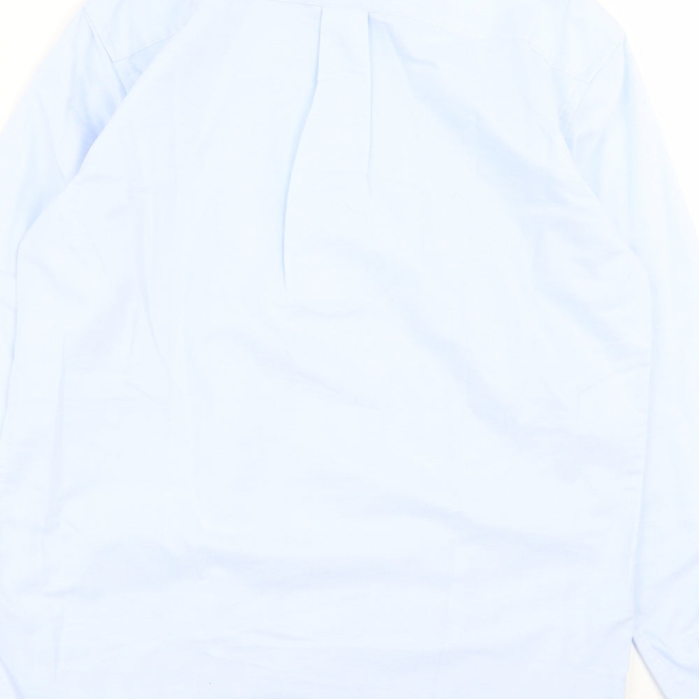 Marks & Spencer Mens Blue Cotton Button-Up Size 15 Collared Button - Pocket Detail