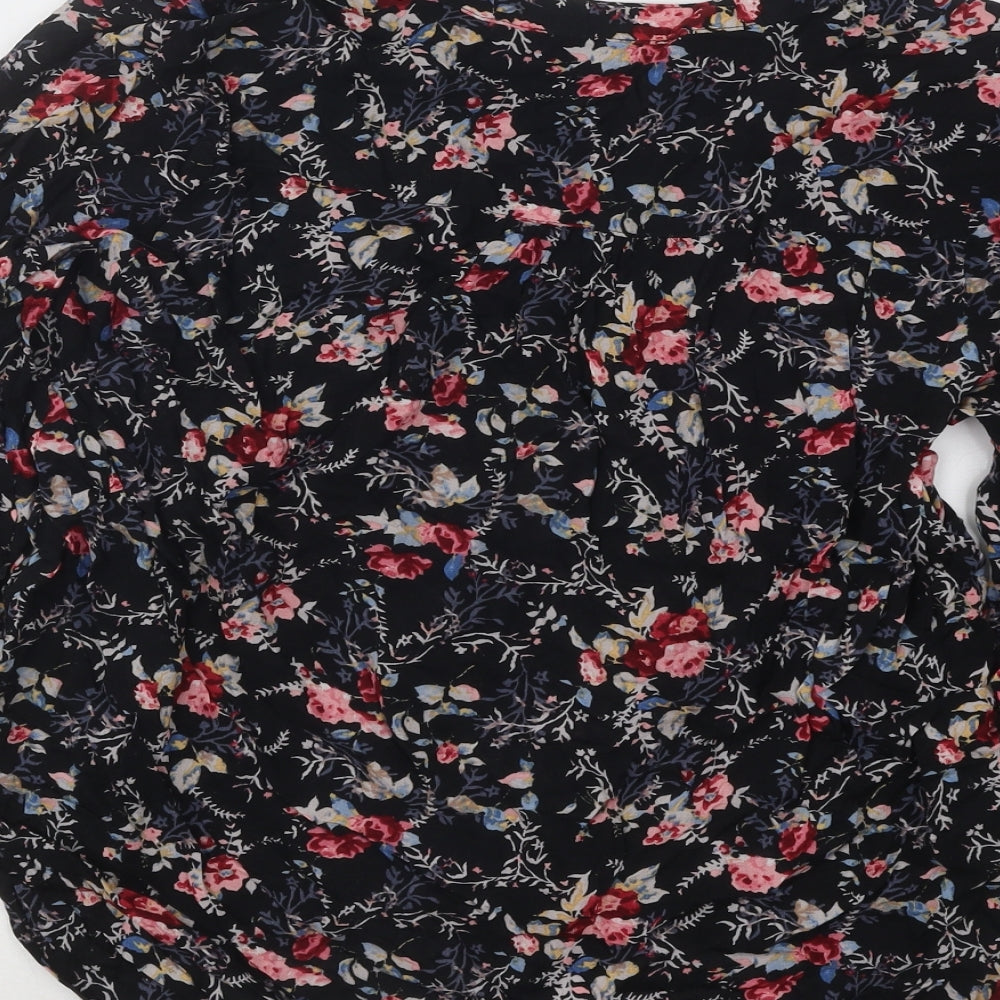 Atmosphere Womens Black Floral Polyester Basic Blouse Size 10 V-Neck
