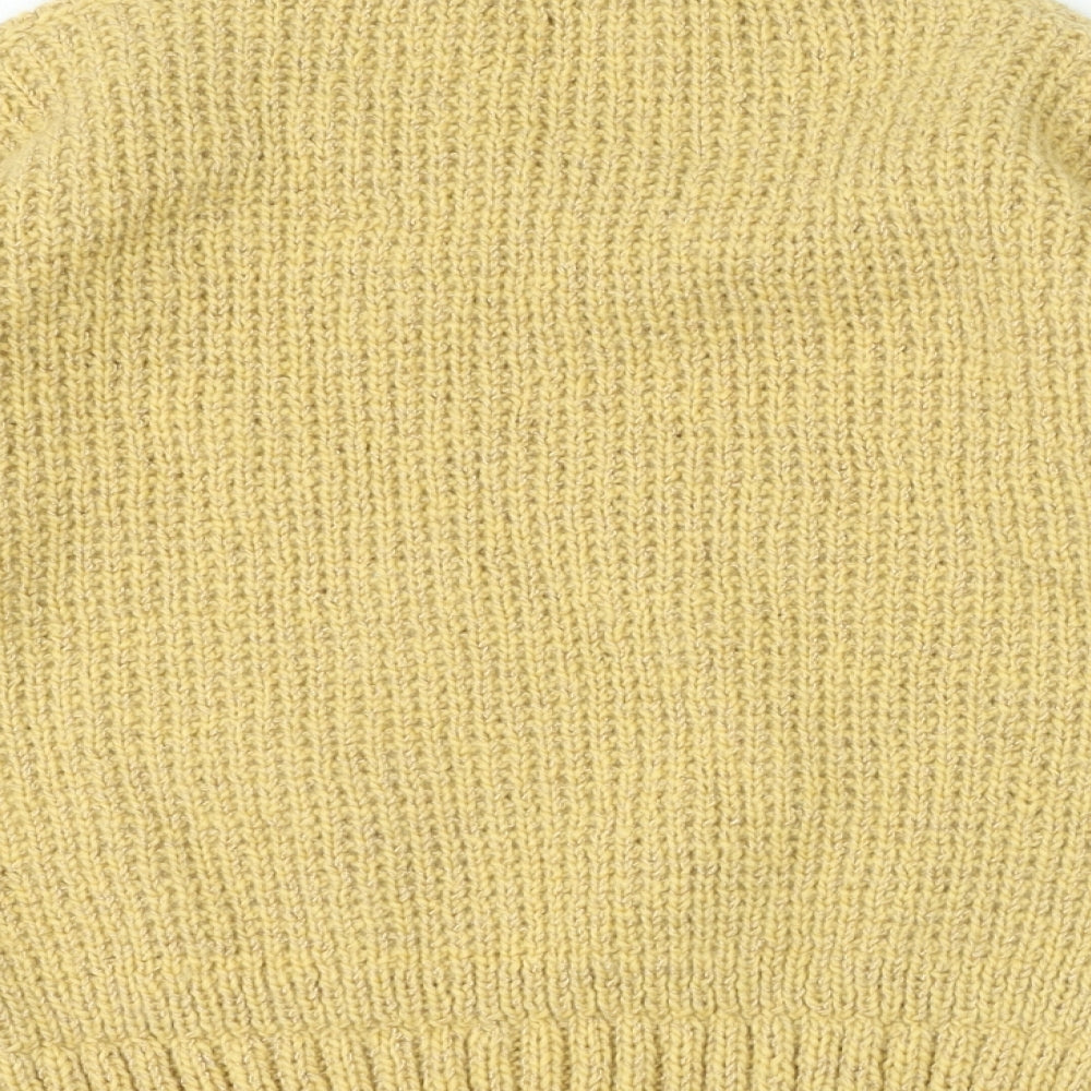 Preworn Womens Beige V-Neck Polyester Pullover Jumper Size S