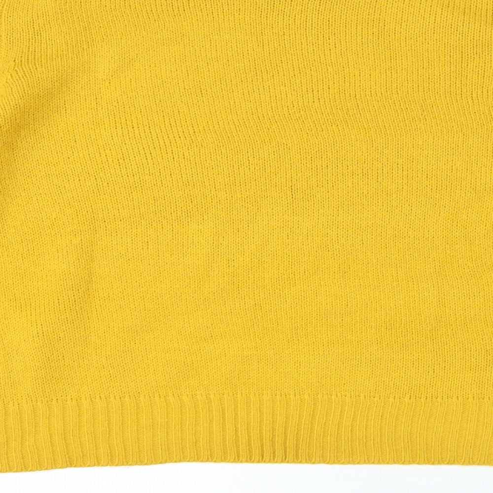 H&M Womens Yellow Round Neck Acrylic Henley Jumper Size M