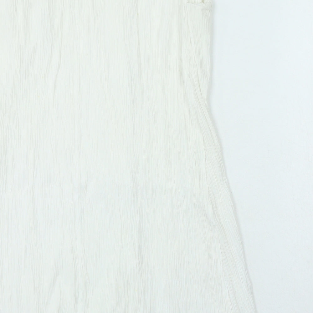 Preworn Womens White Polyacrylate Fibre A-Line Skirt Size M