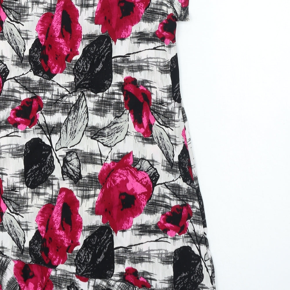 Apricot Womens Black Floral Polyester Jersey T-Shirt Size S Round Neck