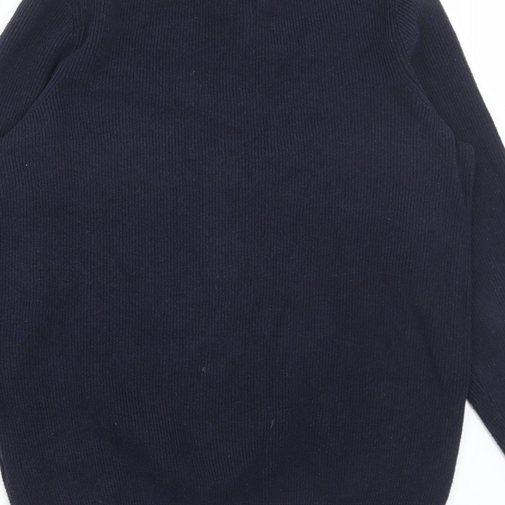 Marks & Spencer Mens Blue Round Neck Polyester Pullover Jumper Size S - Ribbed