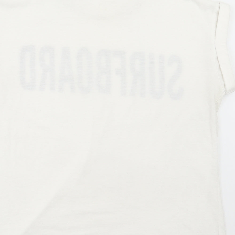 Original Essentials Womens White Polyester Basic T-Shirt Size S Round Neck - Surfboard
