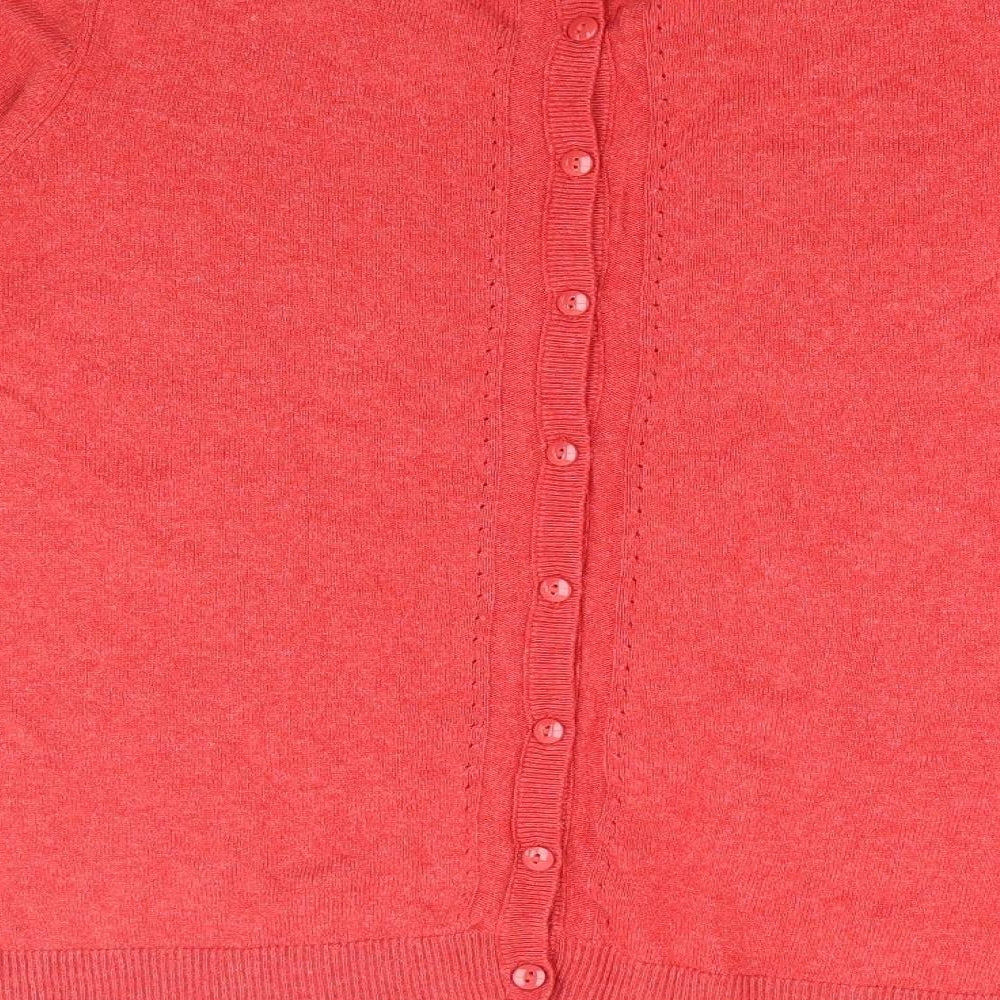 Marks & Spencer Womens Red Round Neck Viscose Pullover Jumper Size 16 - Back Button Detail