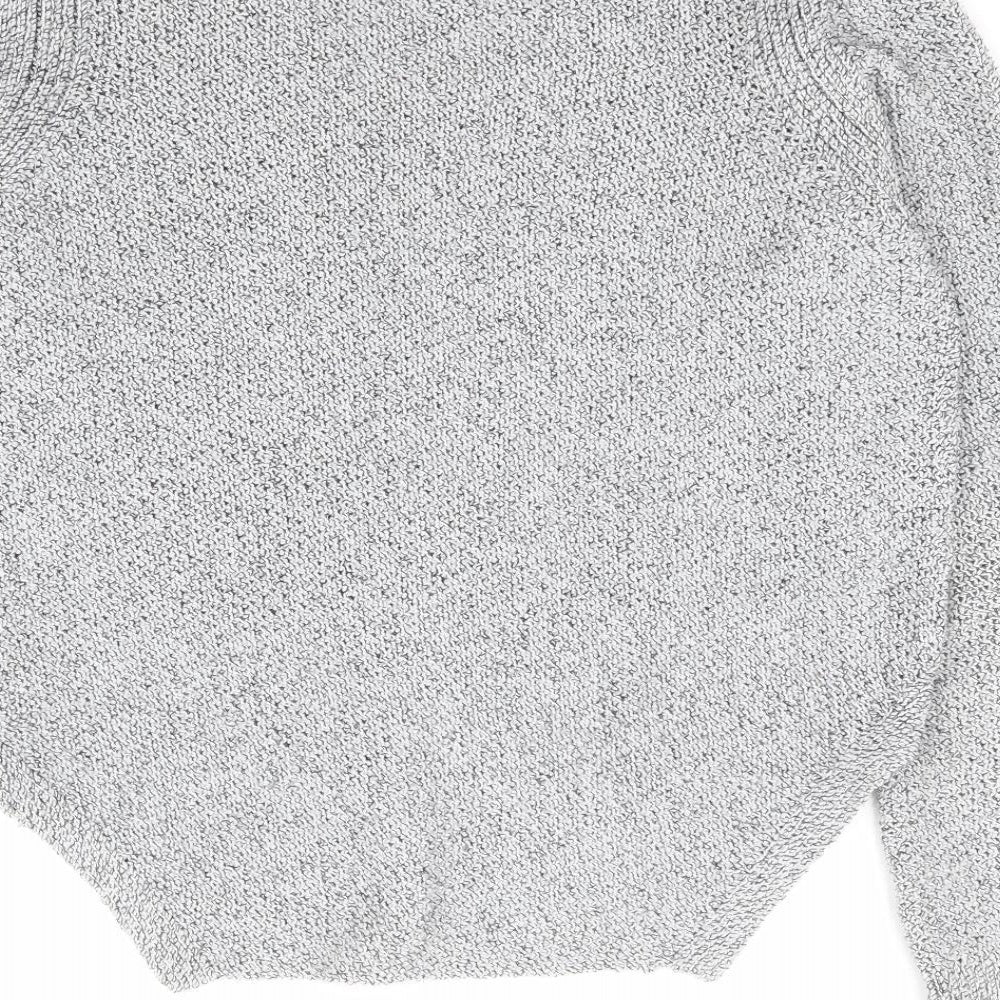 VERO MODA Womens Grey Round Neck Polyester Henley Jumper Size S