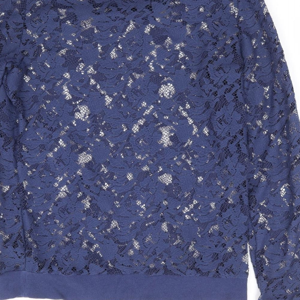George Womens Blue Floral Polyester Pullover Sweatshirt Size S Pullover