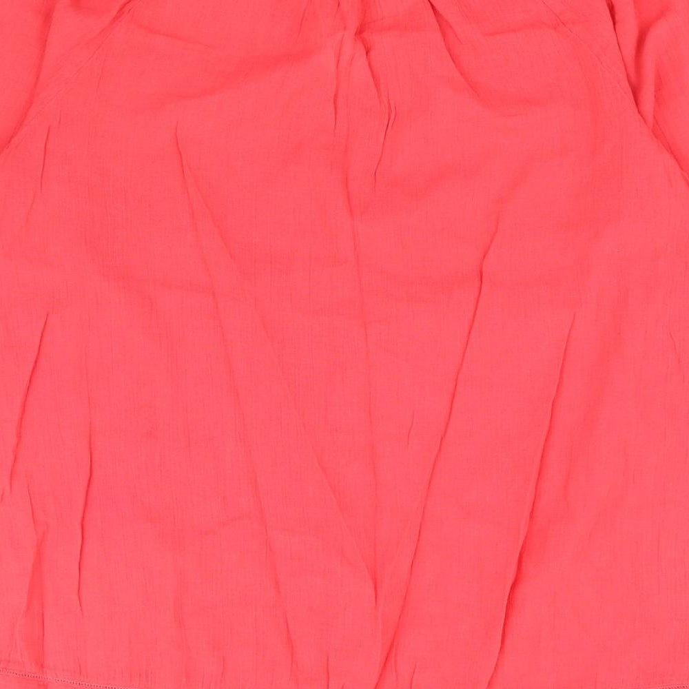 Bonmarché Womens Red 100% Cotton Jersey Blouse Size 14 V-Neck