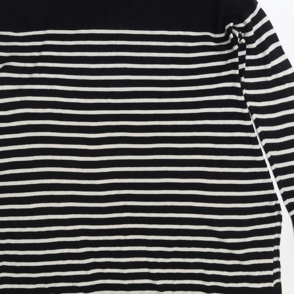 V by Very Womens Black High Neck Striped Acrylic Pullover Jumper Size 12