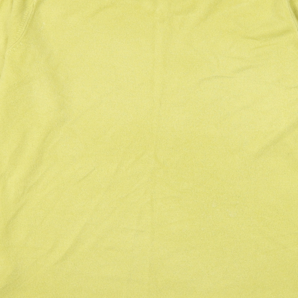 Bonmarché Womens Yellow Round Neck Acrylic Pullover Jumper Size 12