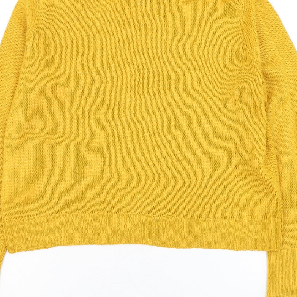 Divided by H&M Womens Yellow Round Neck Acrylic Pullover Jumper Size XS