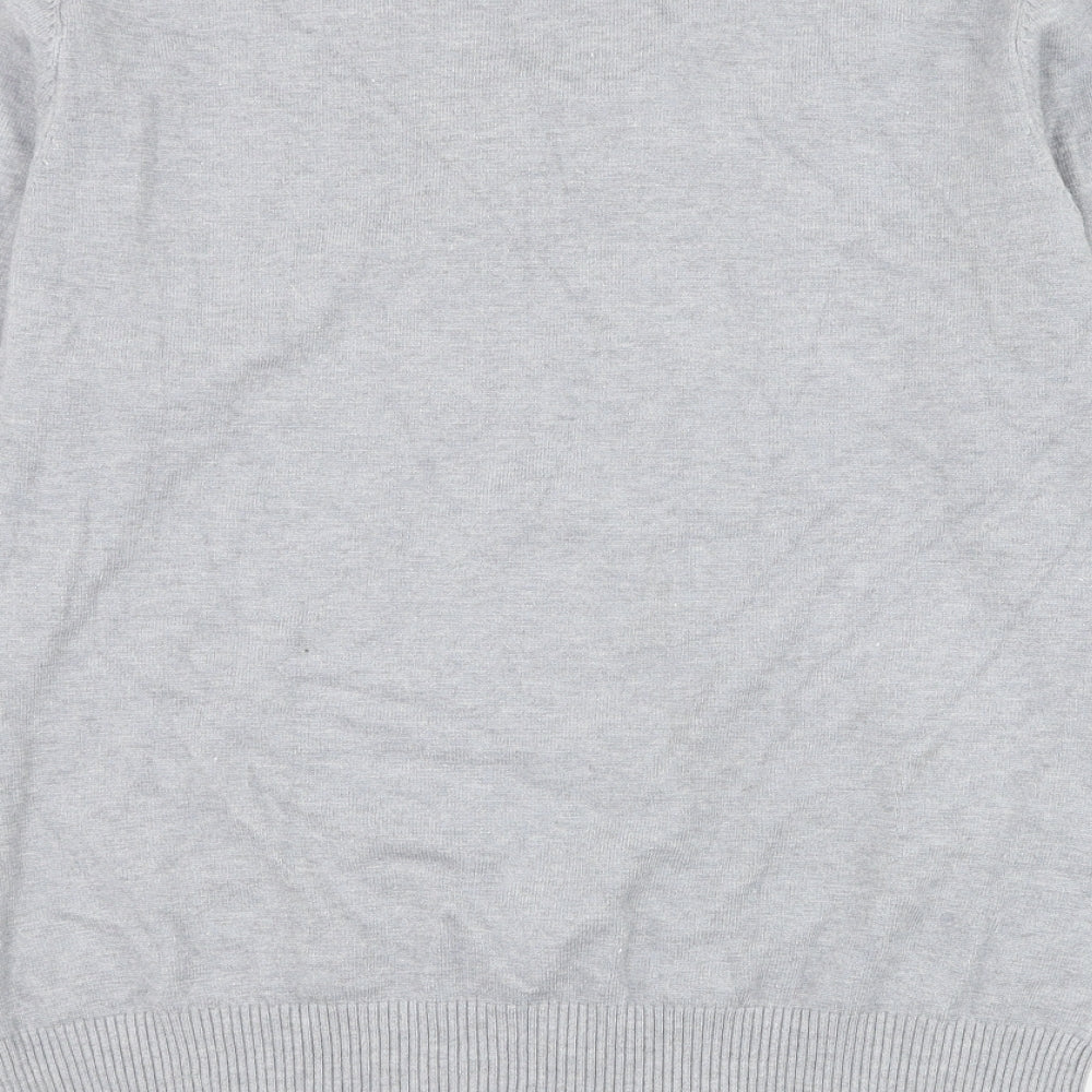 Preworn Womens Grey Round Neck Viscose Cardigan Jumper Size M
