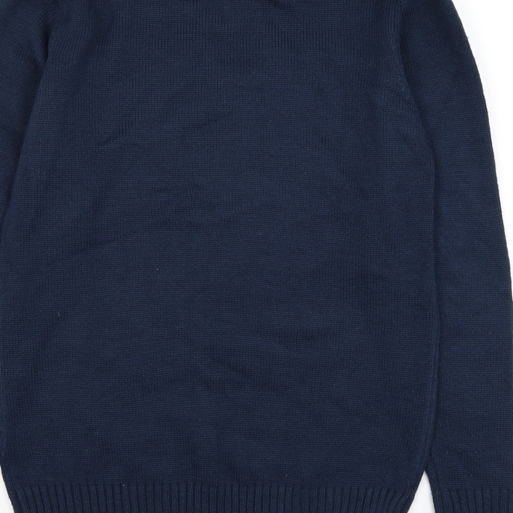 Cedarwood State Mens Blue Round Neck Acrylic Pullover Jumper Size XS - Santa Claus Christmas