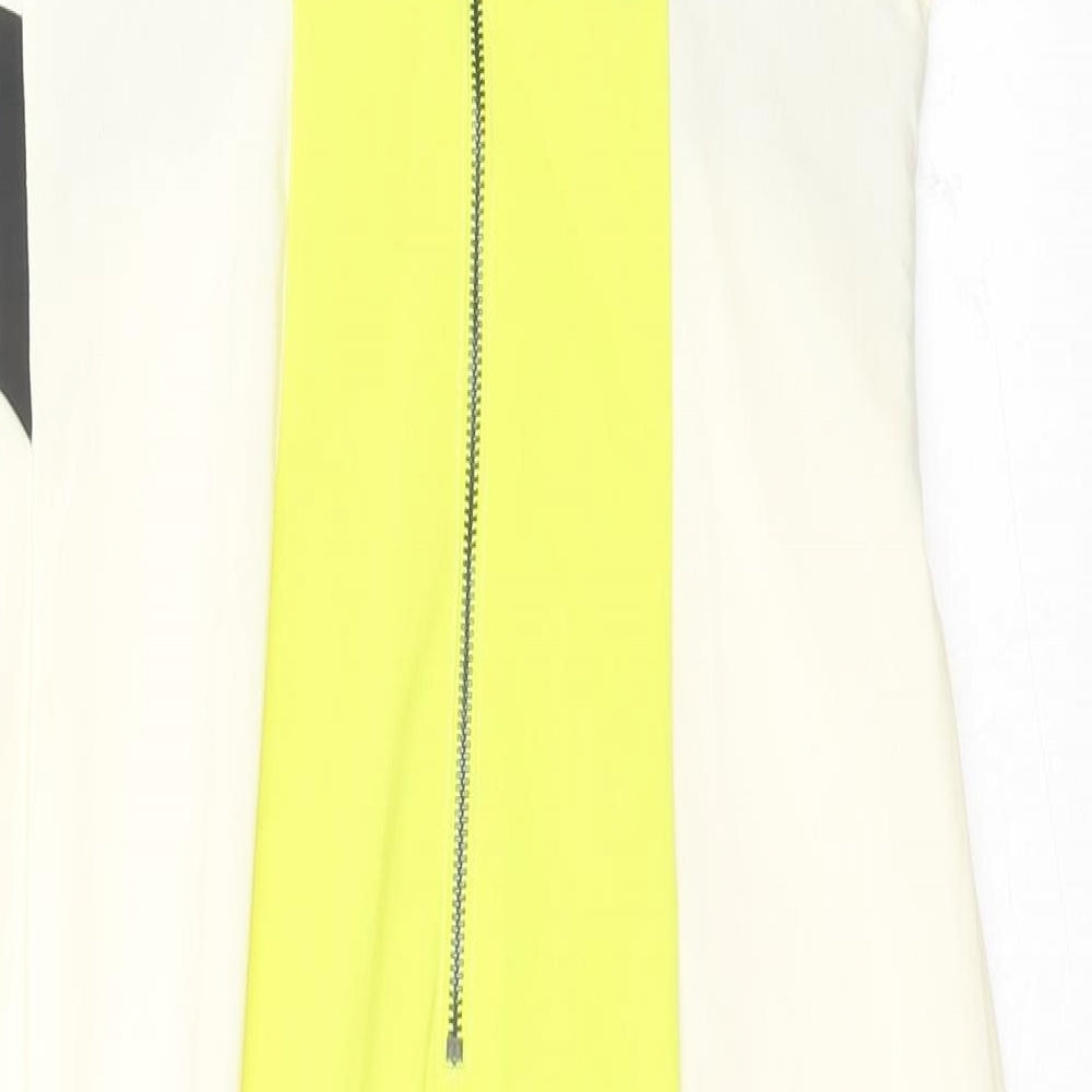Julien Macdonald Womens Multicoloured Colourblock Polyamide A-Line Size 8 V-Neck Zip