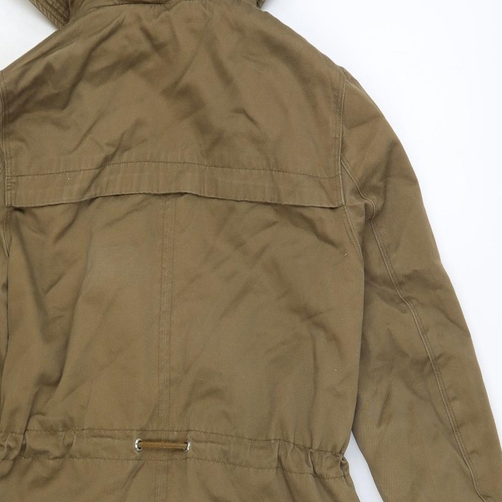 H&M Womens Brown Parka Coat Size 8 Zip