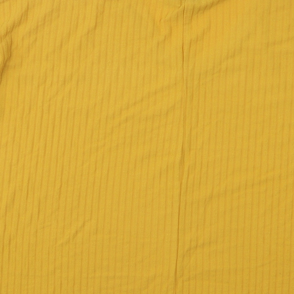 New Look Womens Yellow V-Neck Polyester Pullover Jumper Size 10