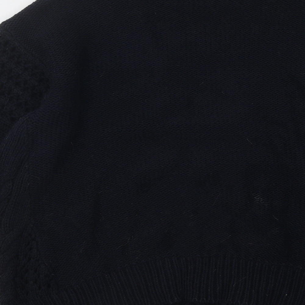 NEXT Womens Blue Round Neck Geometric Cotton Pullover Jumper Size M