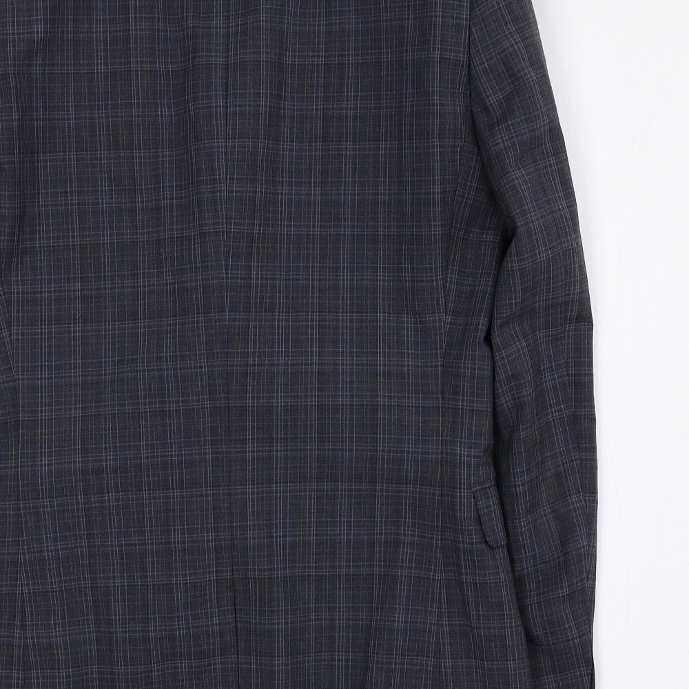 NEXT Mens Grey Check Polyester Jacket Suit Jacket Size 36