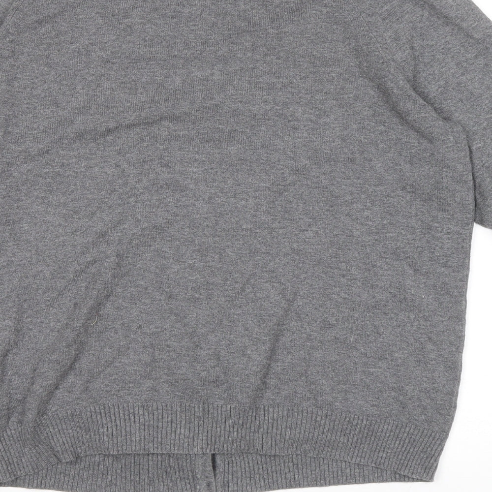 H&M Womens Grey V-Neck Cotton Cardigan Jumper Size 38