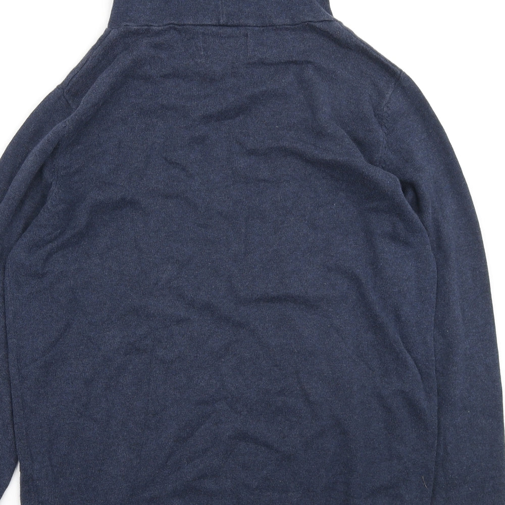 Springfield Womens Blue High Neck Cotton Pullover Jumper Size M