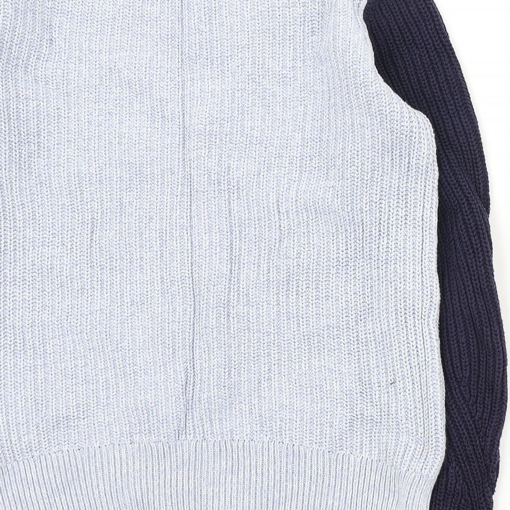Marks & Spencer Womens Blue Round Neck Cotton Pullover Jumper Size S