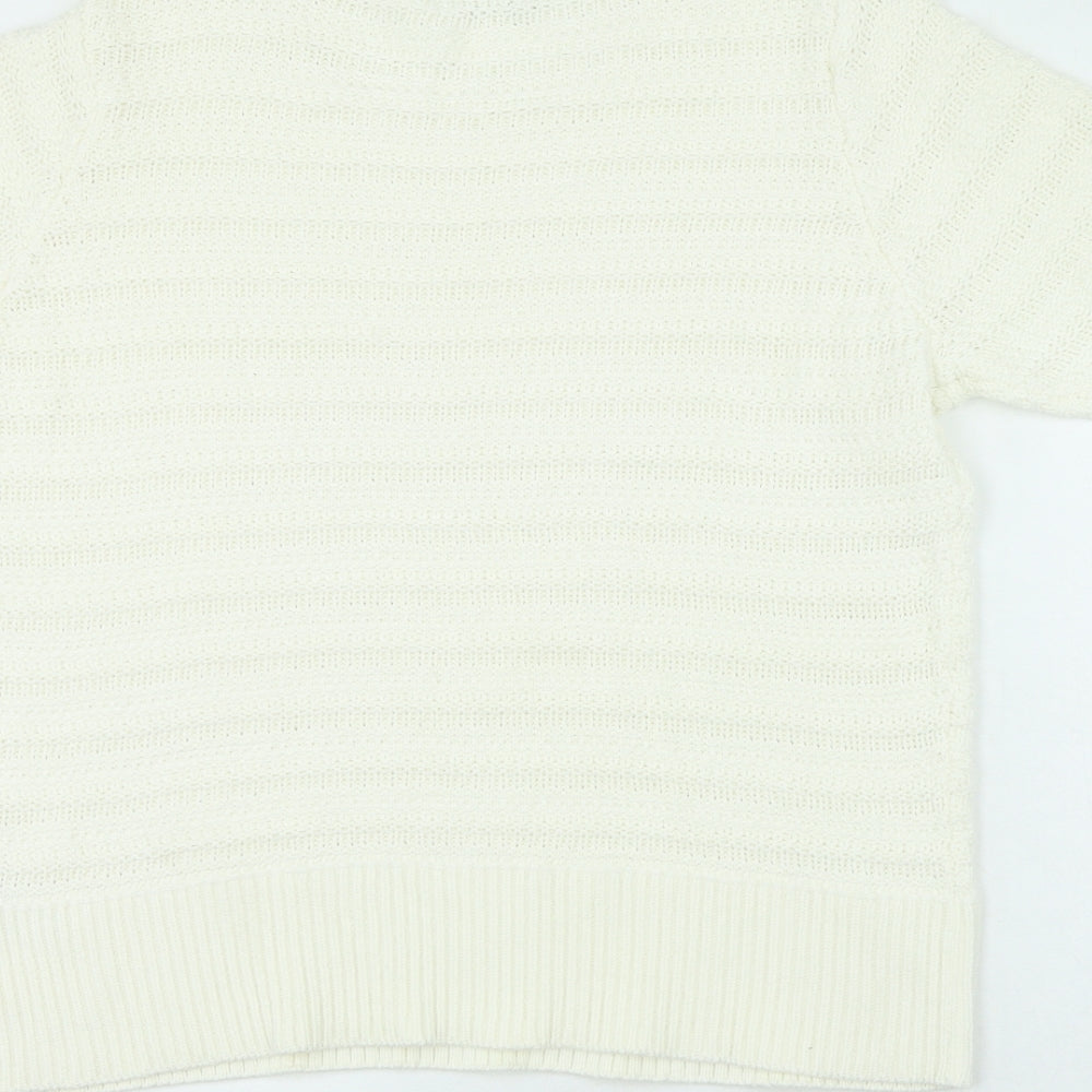 Marks & Spencer Womens White Crew Neck Polyester Pullover Jumper Size 22