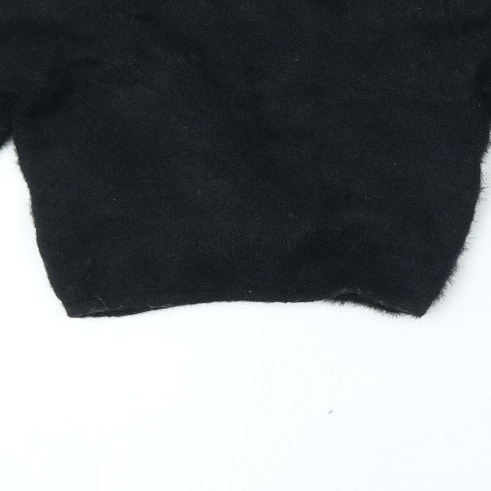 Thredbare Womens Black V-Neck Nylon Pullover Jumper Size 8
