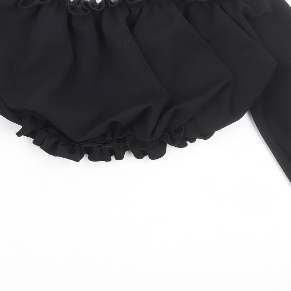 New Look Womens Black Polyester Cropped Blouse Size 6 Off the Shoulder