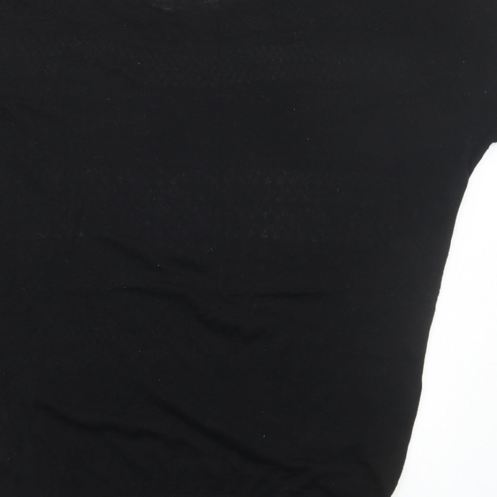 Warehouse Womens Black Acrylic Basic T-Shirt Size 10 Round Neck