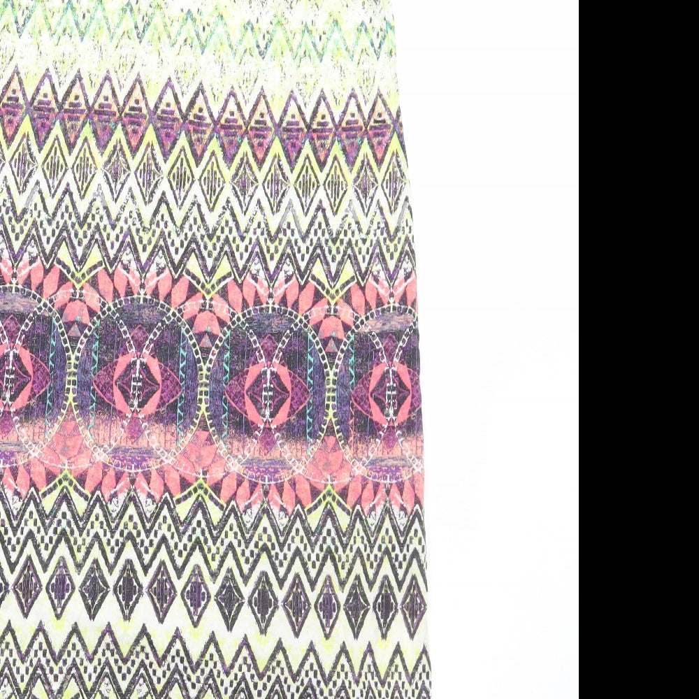 New Look Womens Multicoloured Geometric Cotton Tunic Tank Size 12 V-Neck