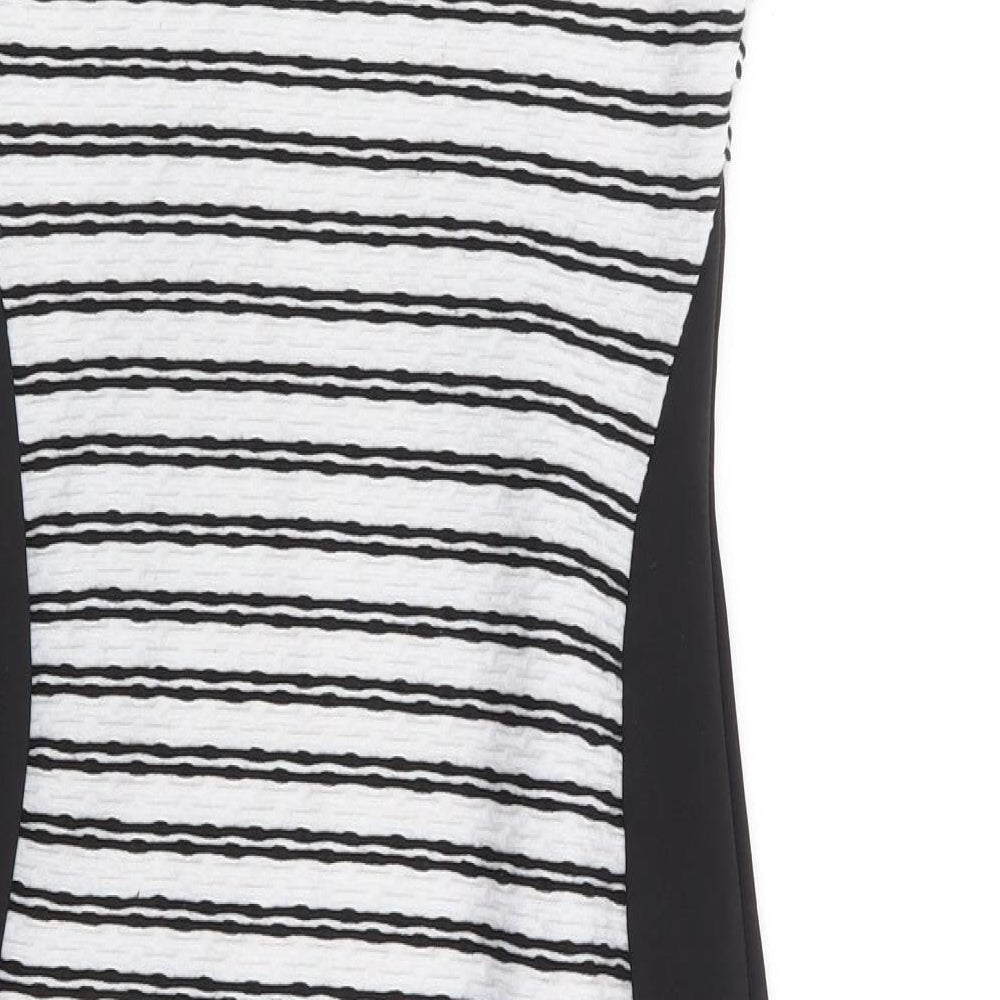 Cameo Rose Womens Black Striped Polyester Bodycon Size 10 Round Neck Pullover