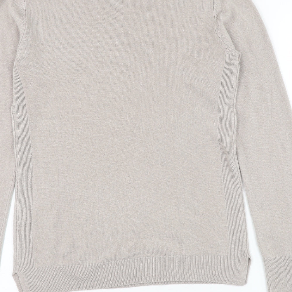 Preworn Womens Beige Round Neck Polyester Pullover Jumper Size M
