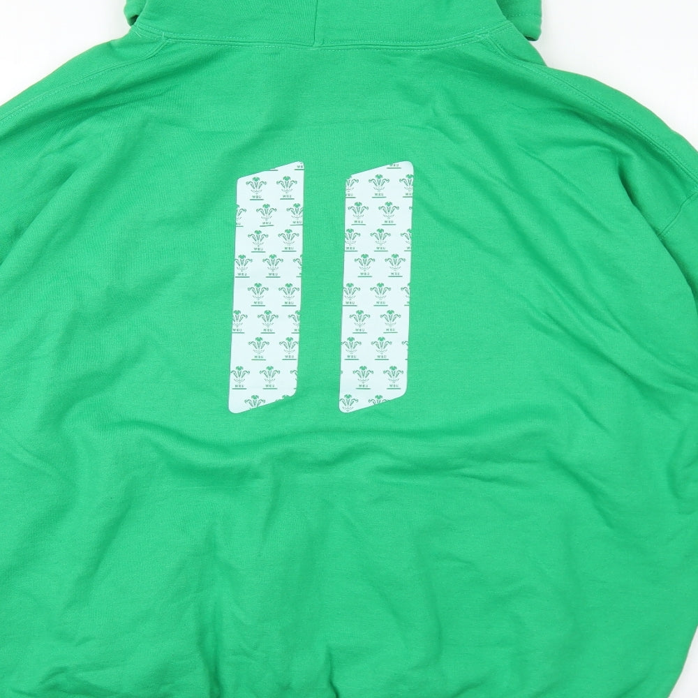 Gildan Mens Green Cotton Pullover Hoodie Size XL - Wales Rugby