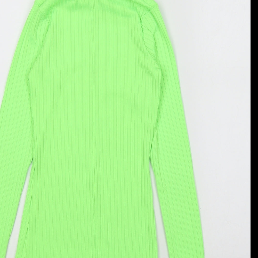 PRETTYLITTLETHING Womens Green Roll Neck Polyester Pullover Jumper Size 6