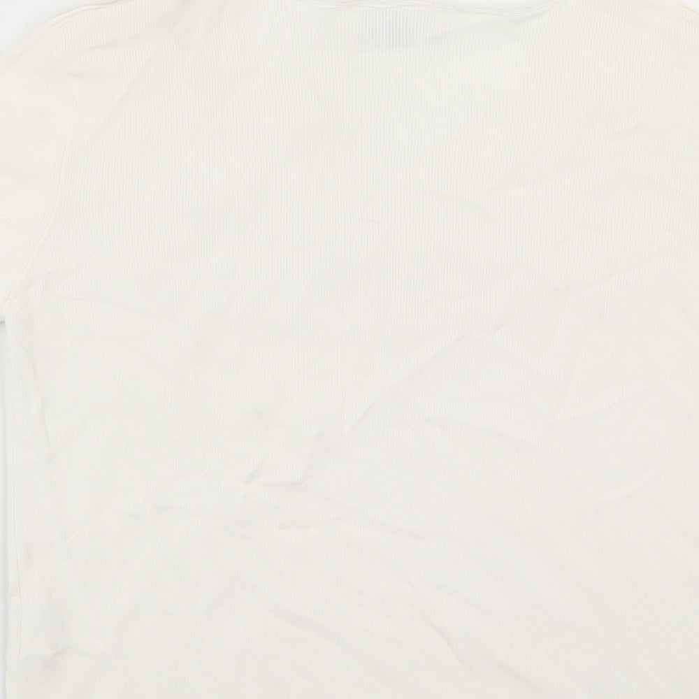 Talisa Womens Ivory Viscose Basic T-Shirt Size M V-Neck