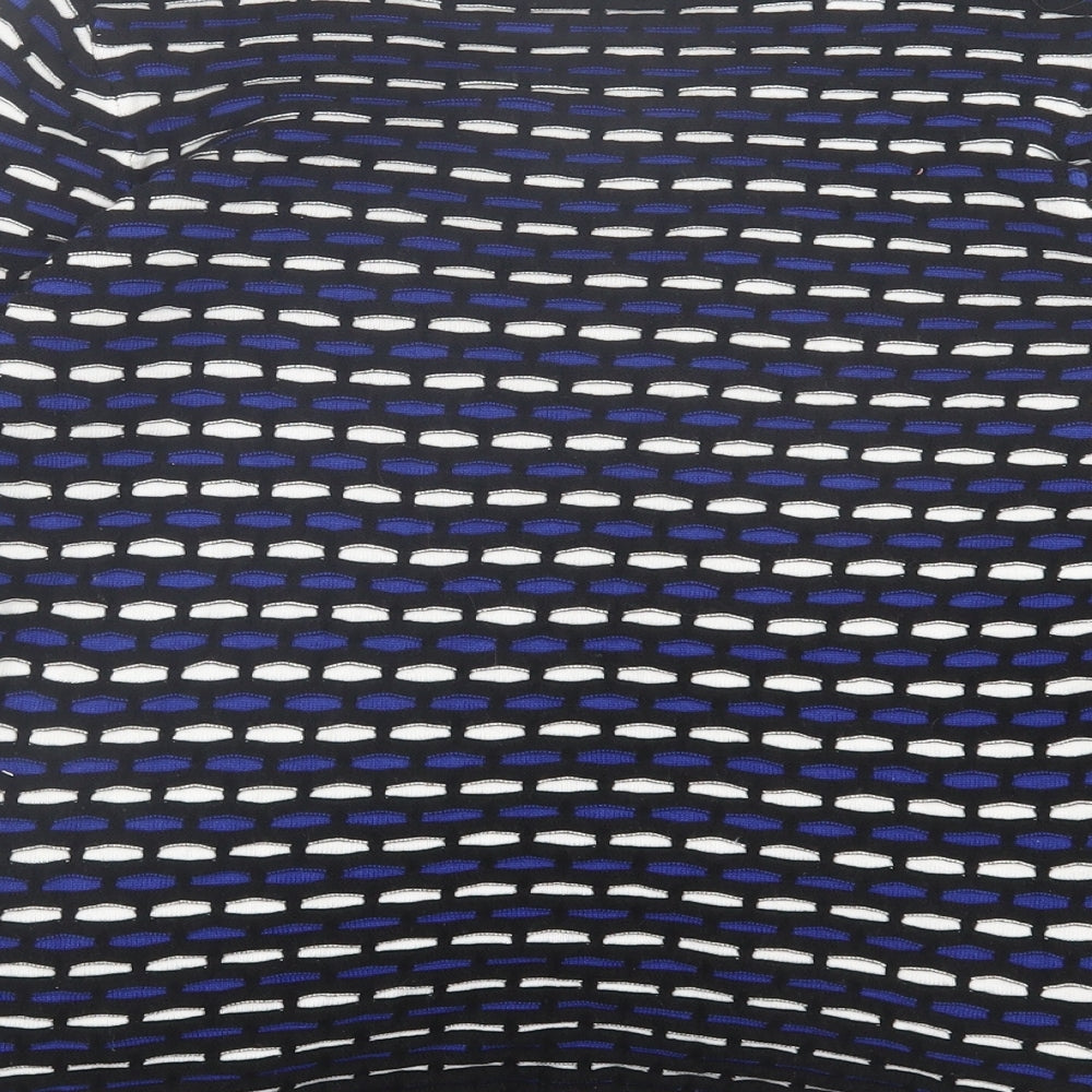 Country Casuals Womens Blue Crew Neck Geometric Cotton Pullover Jumper Size M
