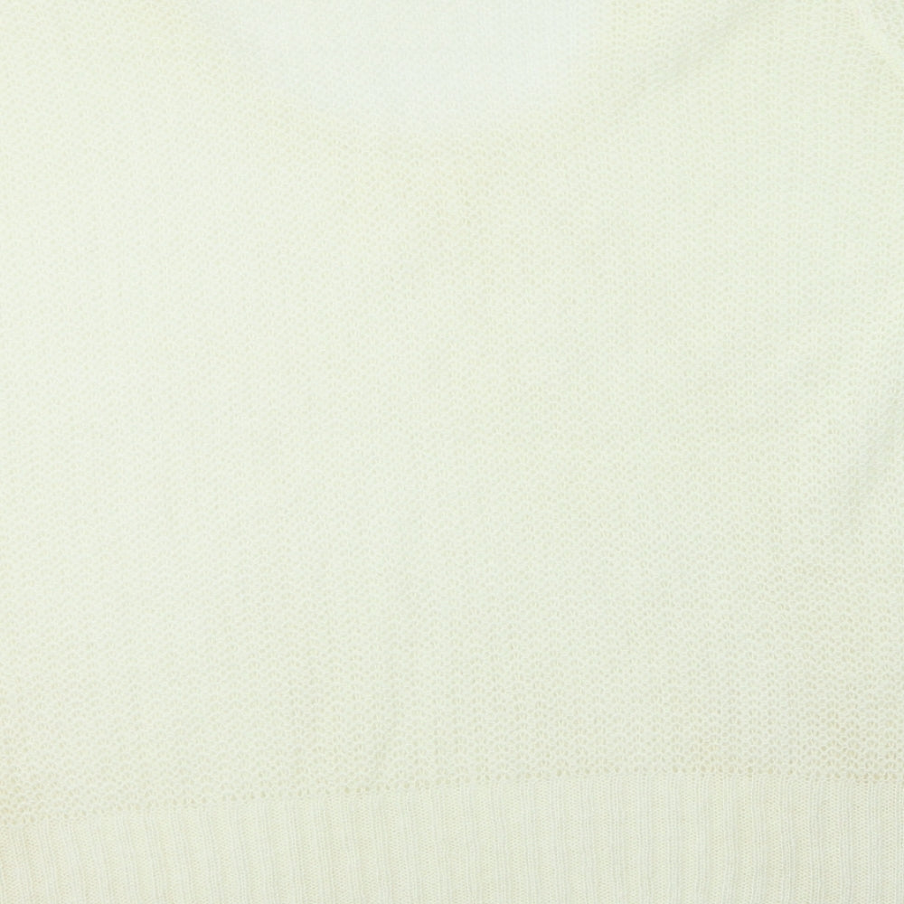 Classic Womens Ivory Acrylic Basic T-Shirt Size 28 Scoop Neck
