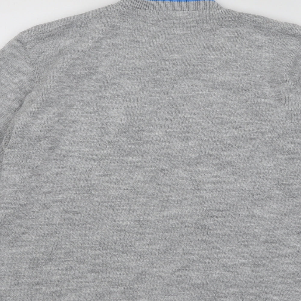 Mia Moda Womens Grey Round Neck Acrylic Pullover Jumper Size L