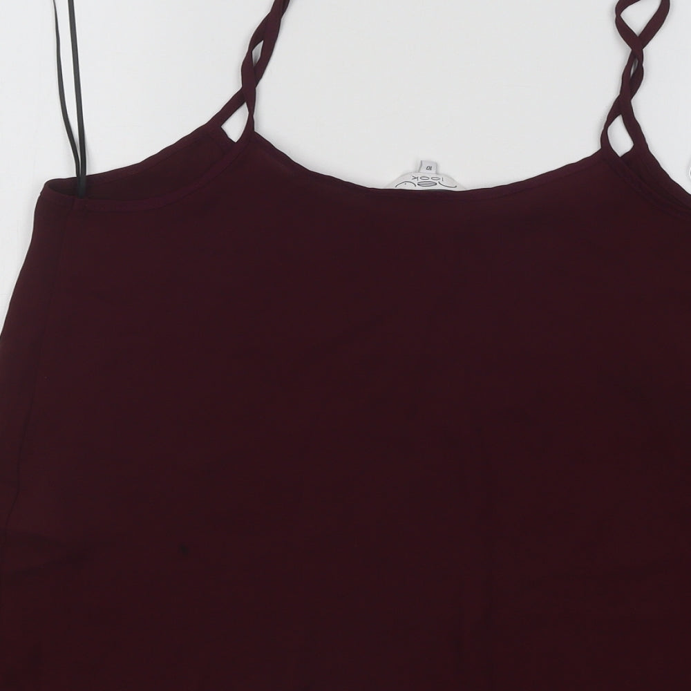 New Look Womens Purple Polyester Basic Tank Size 10 Off the Shoulder