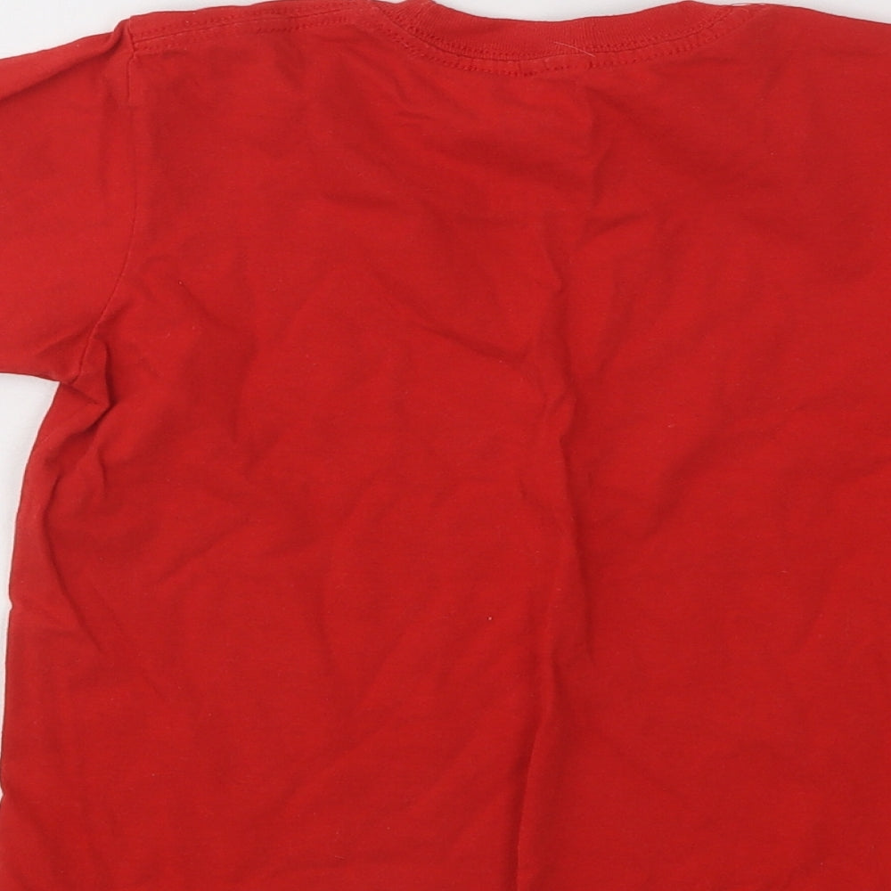 Gildan Boys Red Cotton Basic T-Shirt Size 3-4 Years Round Neck Pullover - Player Two