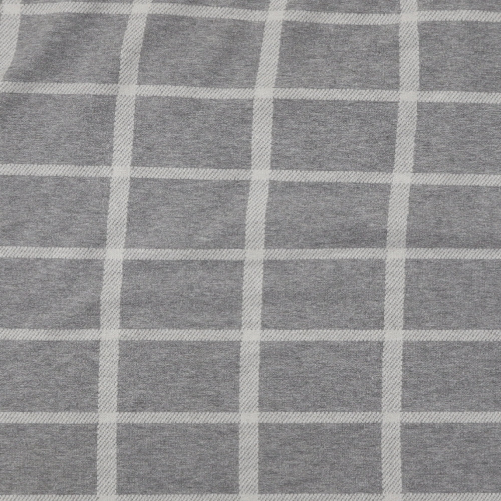 River Island Womens Grey V-Neck Check Cotton Pullover Jumper Size 16