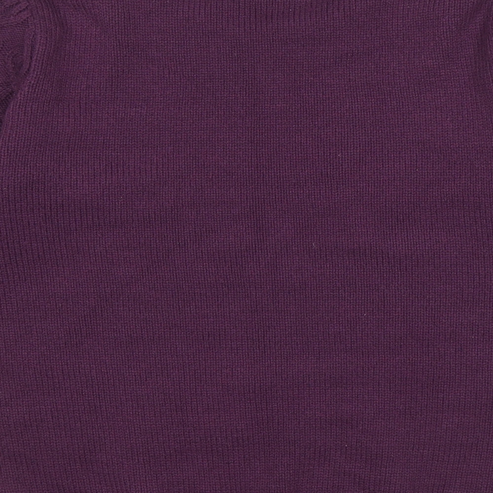 Isle Essentials Womens Purple Scoop Neck Acrylic Pullover Jumper Size 10
