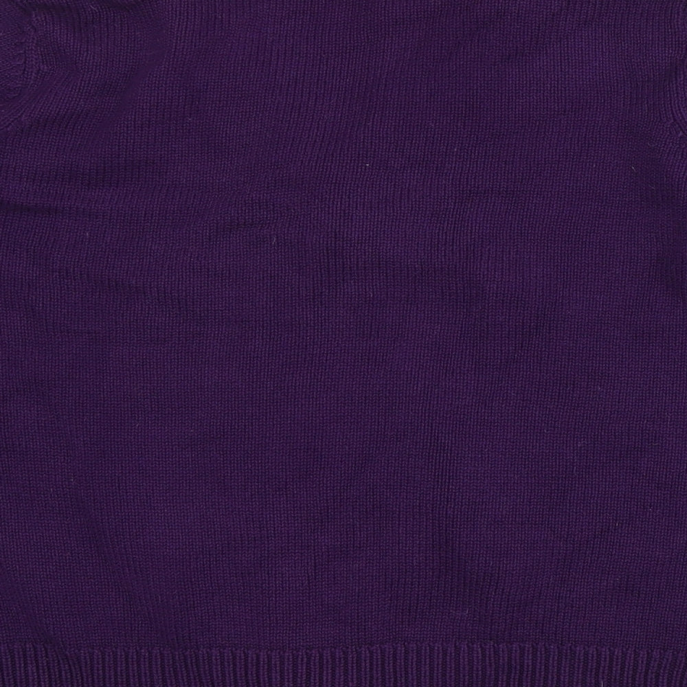 BHS Womens Purple V-Neck Cotton Cardigan Jumper Size 12