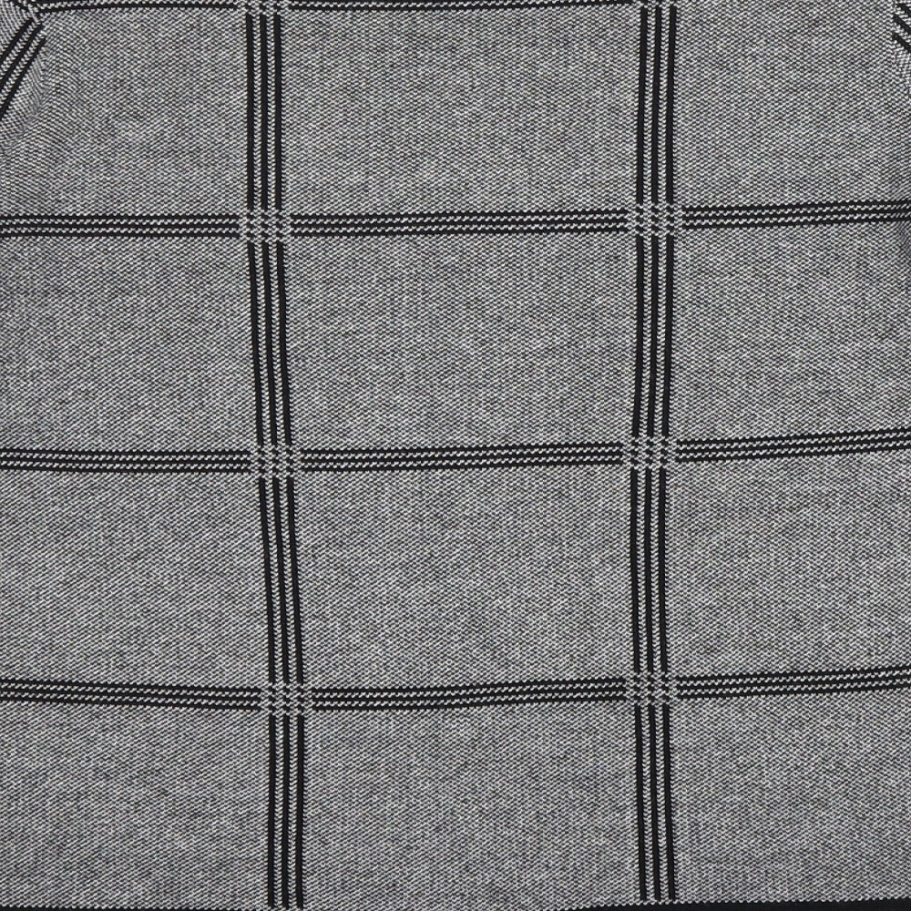 Papaya Womens Grey Scoop Neck Check Acrylic Pullover Jumper Size 8